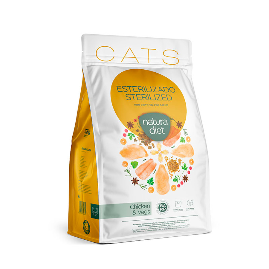 Ração para gatos Natura Diet com frango e vegetais esterilizados