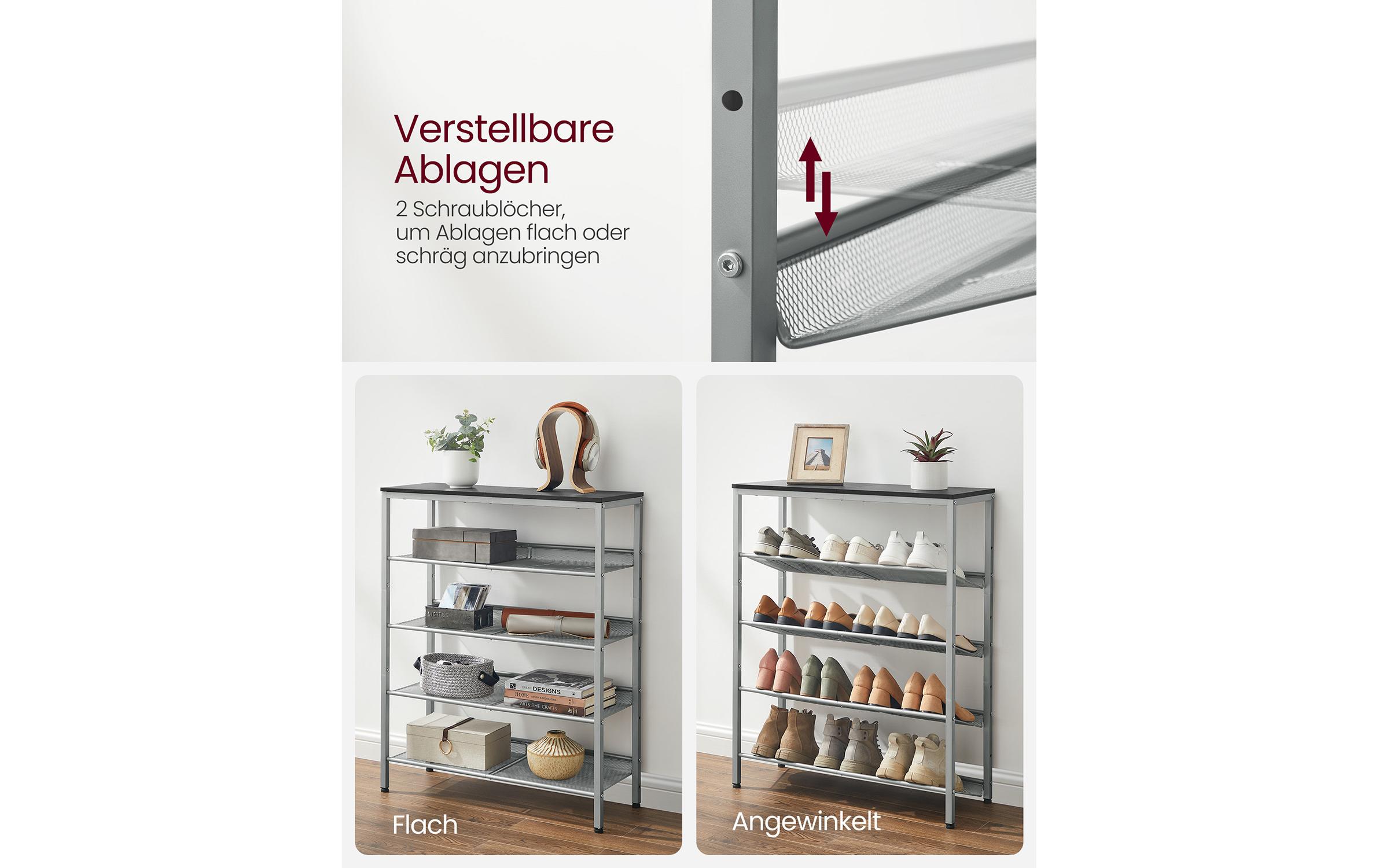 Schuhregal 93 x 75 x 30 cm, GrauSchuhgestell mit 5 Ablagen