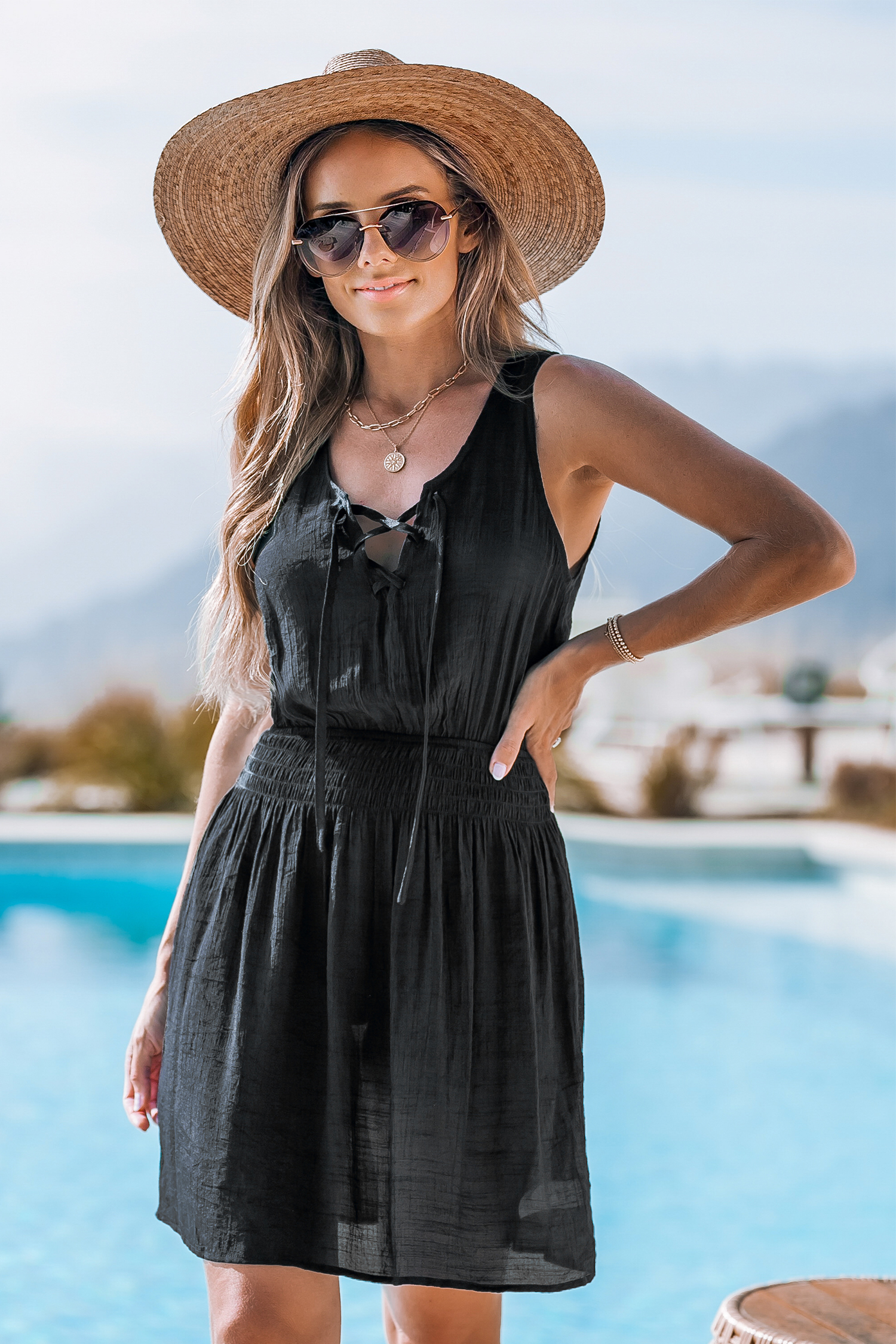 Robe cover up à lacer noire