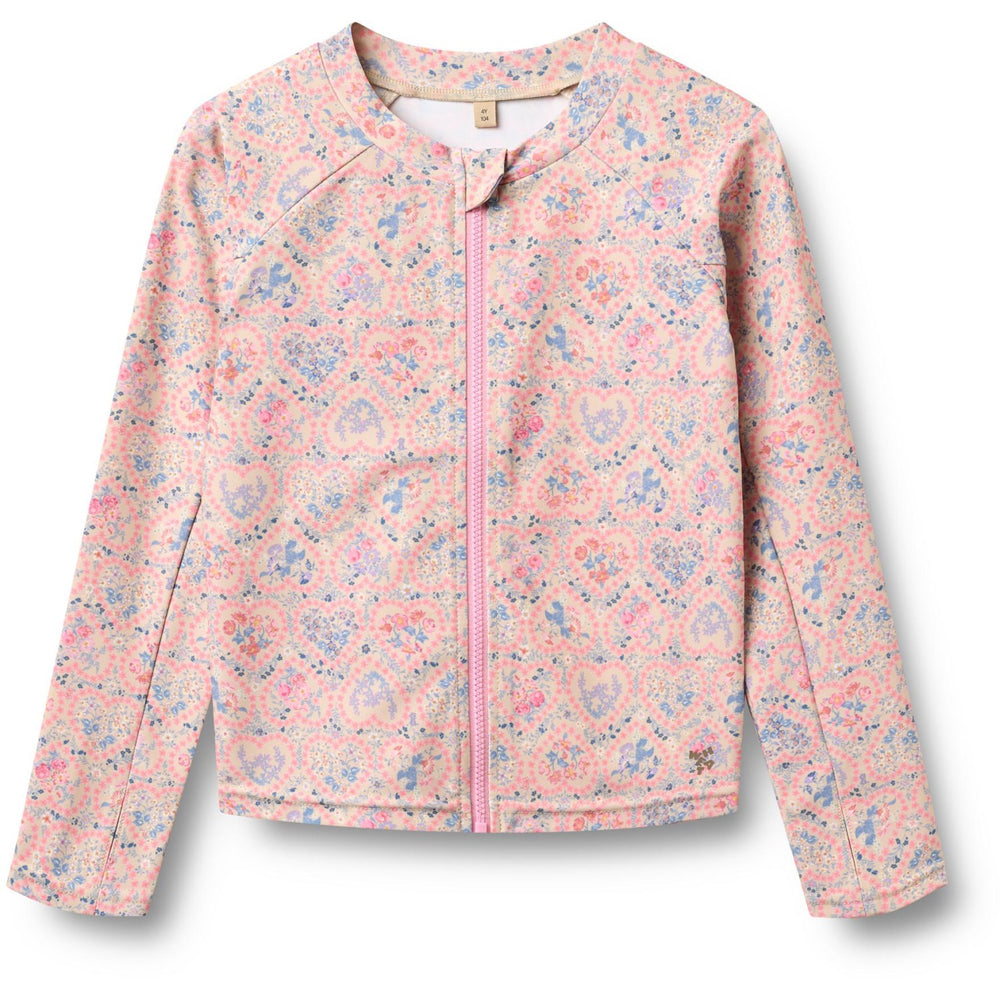 Køb Wheat Pink Heart Flowers Swim T-shirt L/S Zip Ada