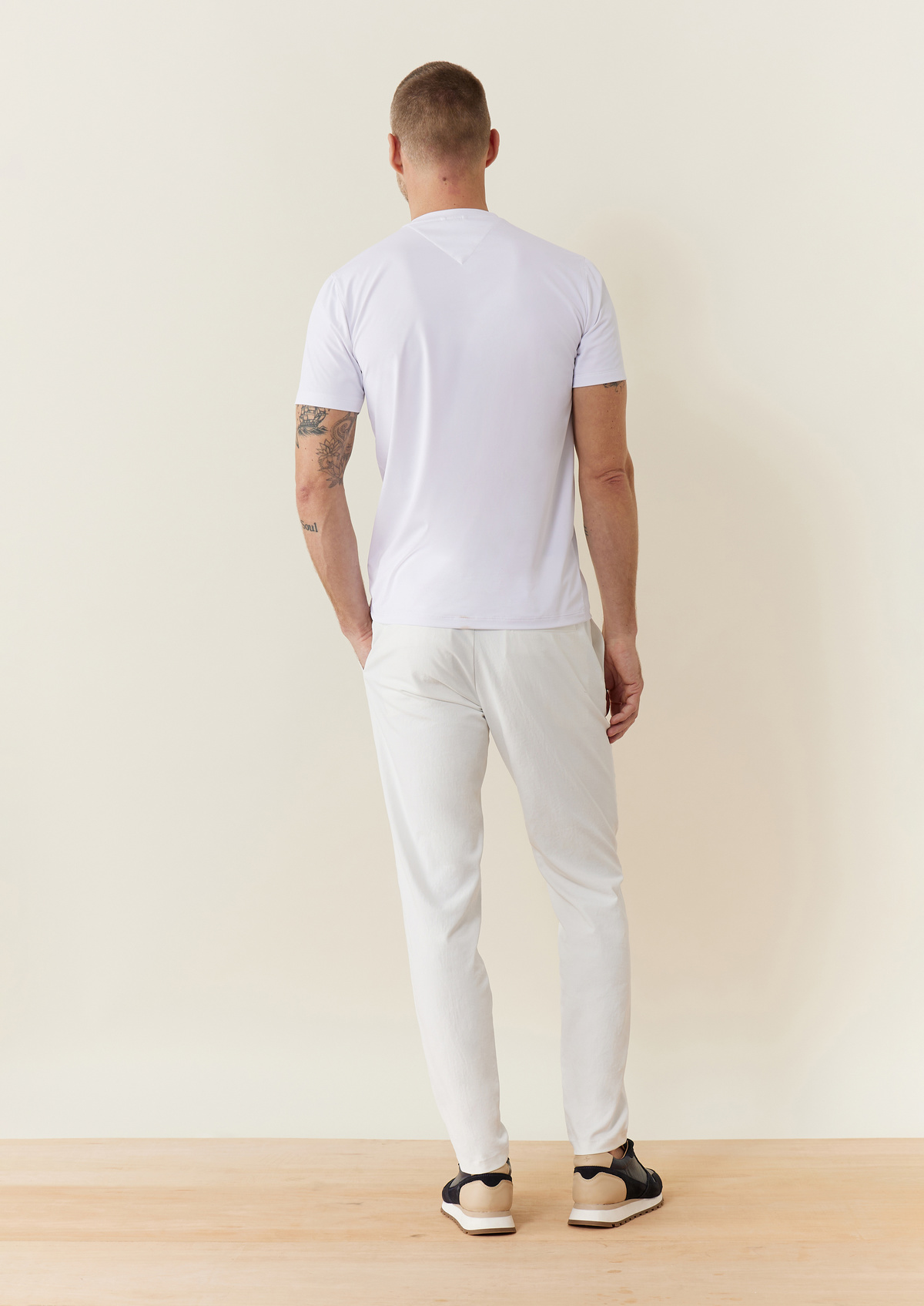 Chino Joueur slack skinny 7/8 uni blanc