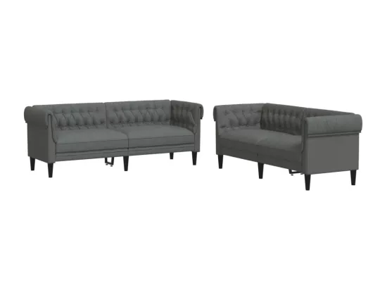 Ensemble de canapés 2 pièces gris foncé tissu