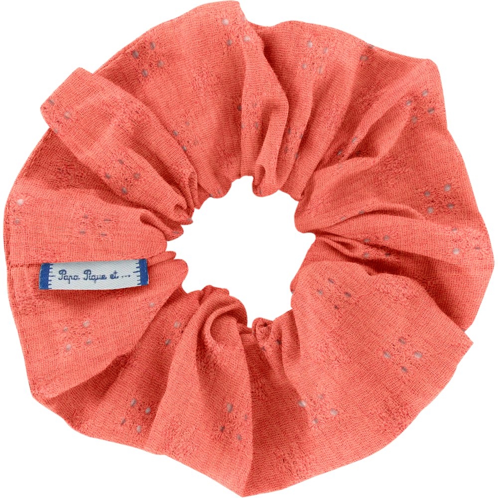 Chouchou Gaze Dentelle Corail