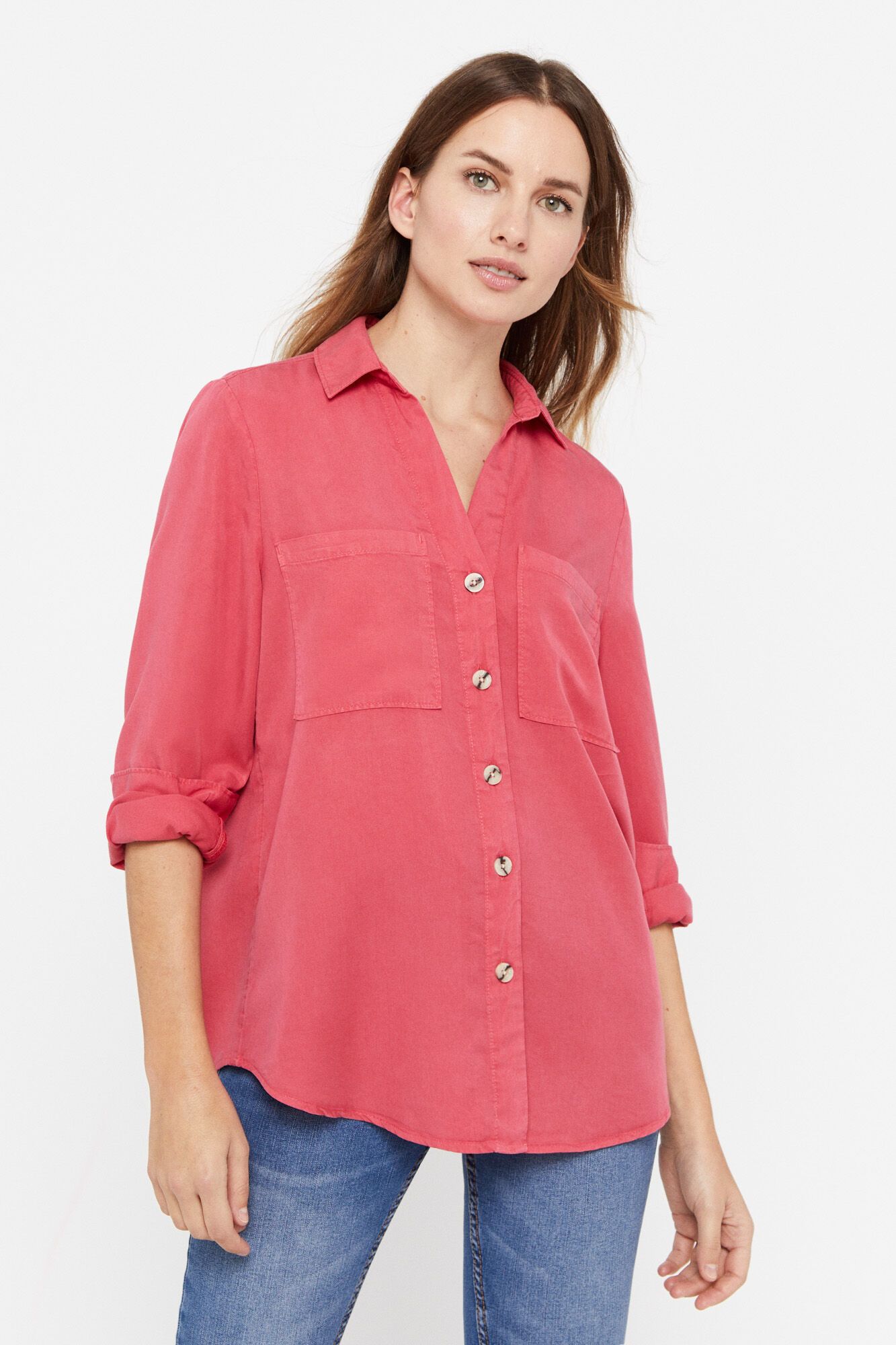 Camisa jeans Tencel - Fúcsia