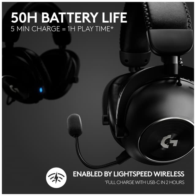 Logitech G Pro X 2 Lightspeed trådløst gaming-headset (sort)
