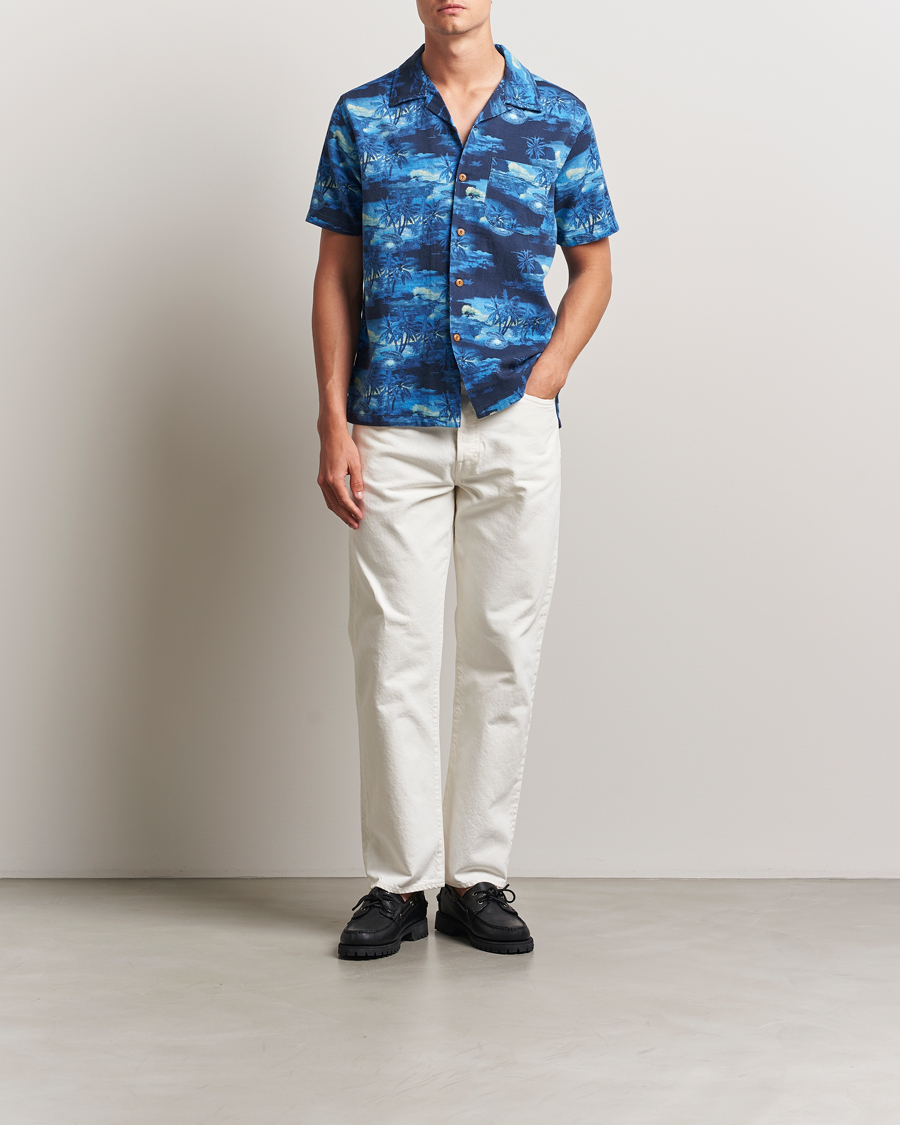 Nudie Jeans Arvid Pearls Hawaii Shirt Blueberry
