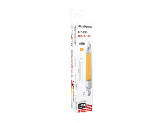 Ampoule LED R7s 118mm 8W 1000lm en verre d.16mm 3000k