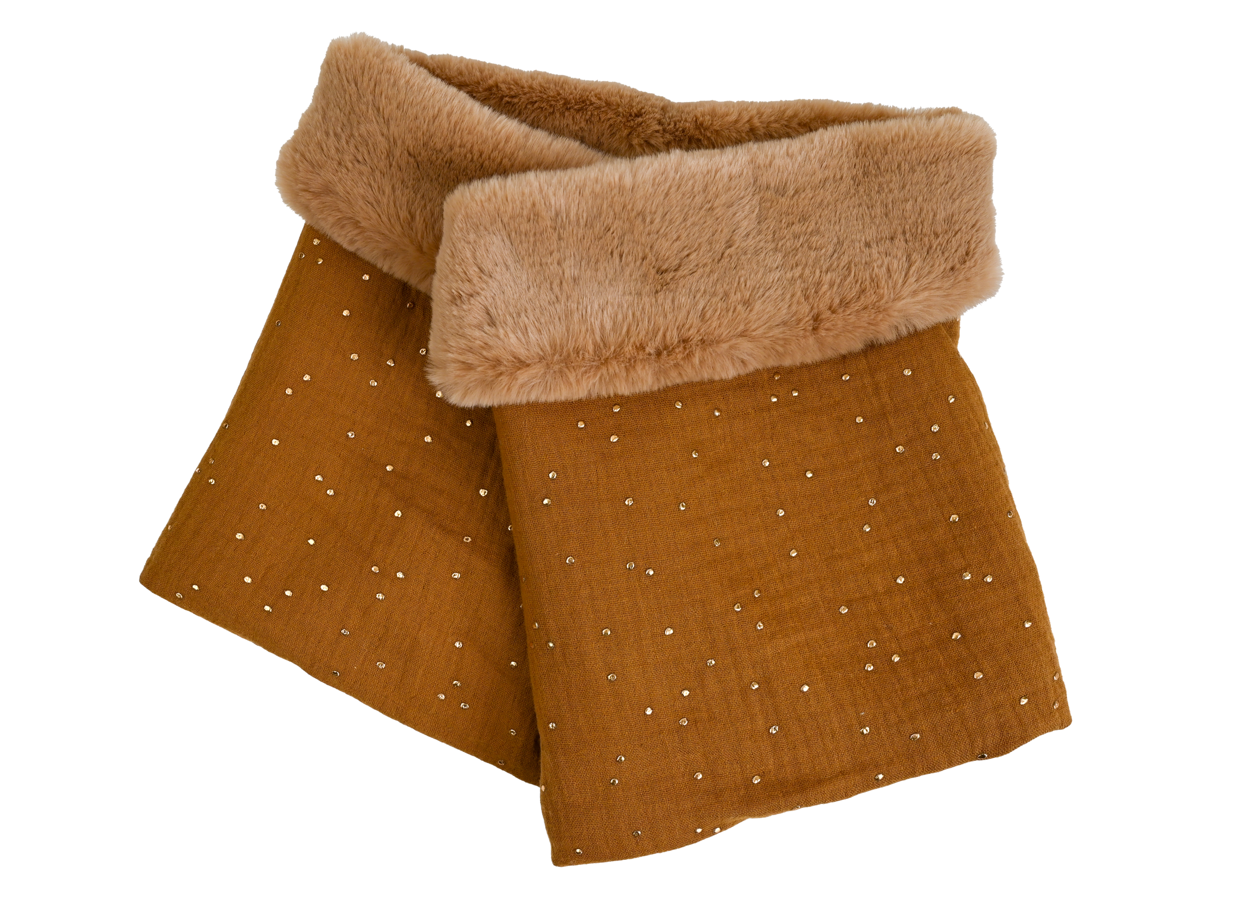 Echarpe Tube Enfant Gaze Pois Or Caramel