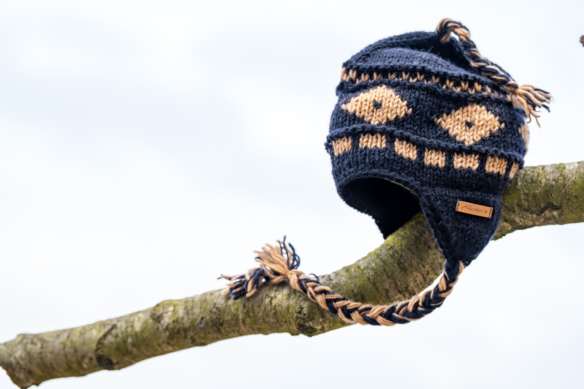 Mütze mit Quasten, blau, beige günstig bestellen