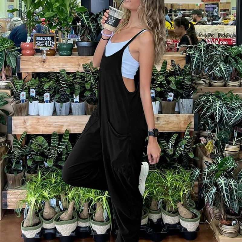 Trisica - Spaghettibandjes Effen Baggy Jumpsuit