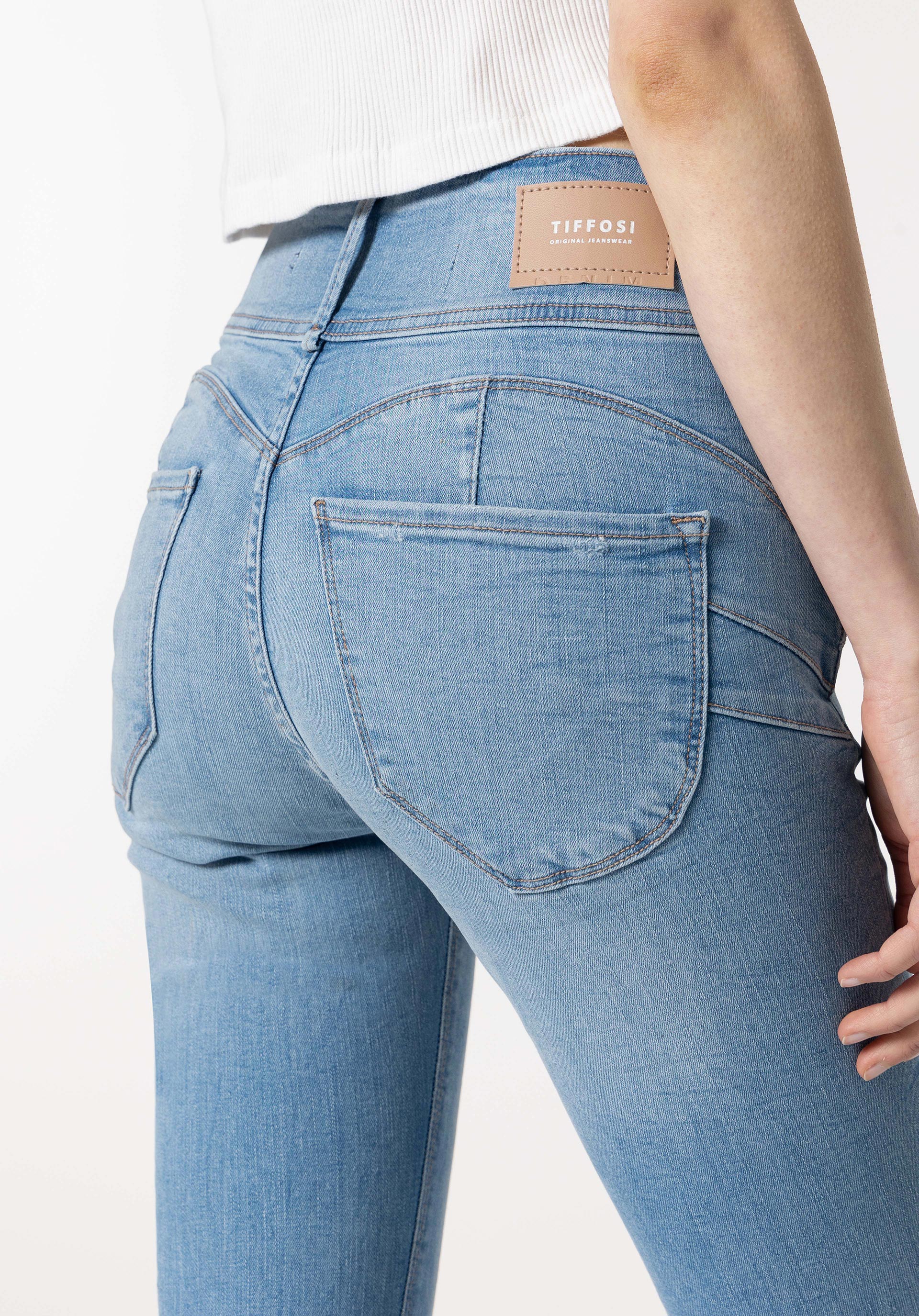 Jeans Double-up Skinny Cintura Alta Rasgões