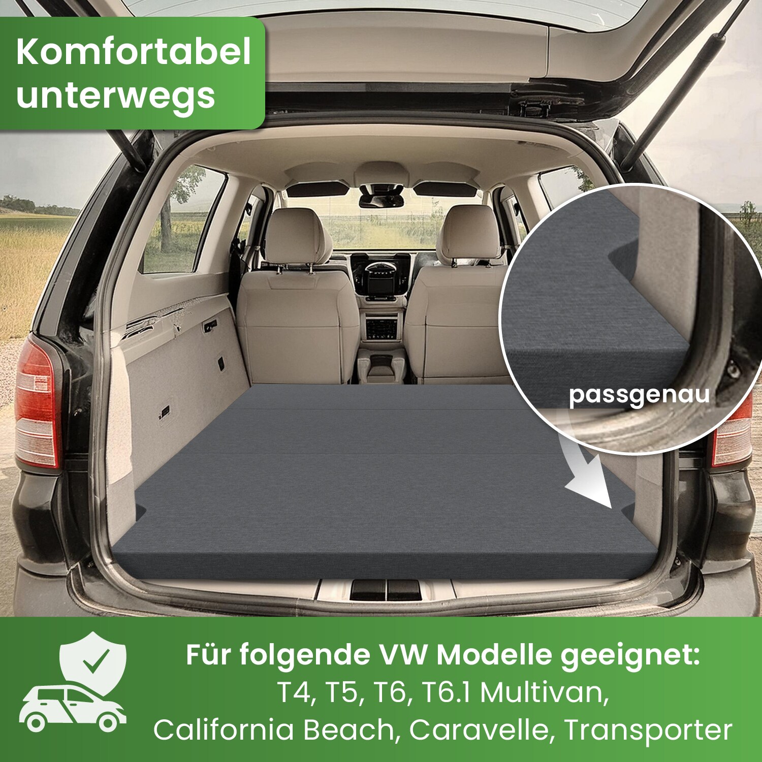 aktivshop Camper Matratze für VW T4, T5, T6, T6.1 Multivan, California Beach, Caravelle, Transporter