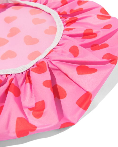 bonnet de douche rose avec cœurs