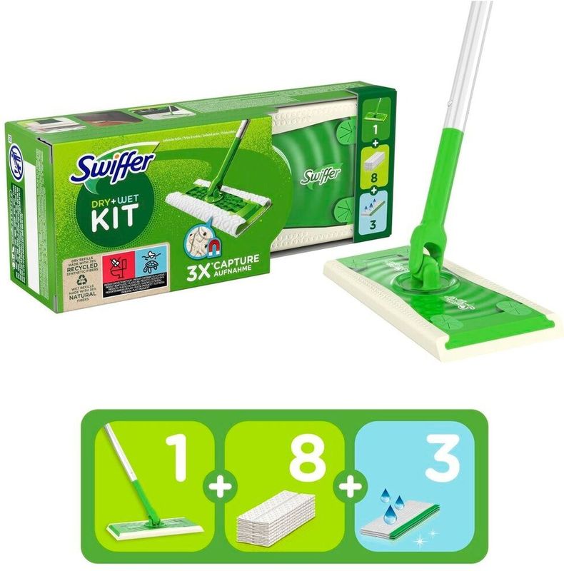 Swiffer - Vloerreiniger - Starterskit - 1 Dweil - 8 Droge en 3 Vochtige Doekjes