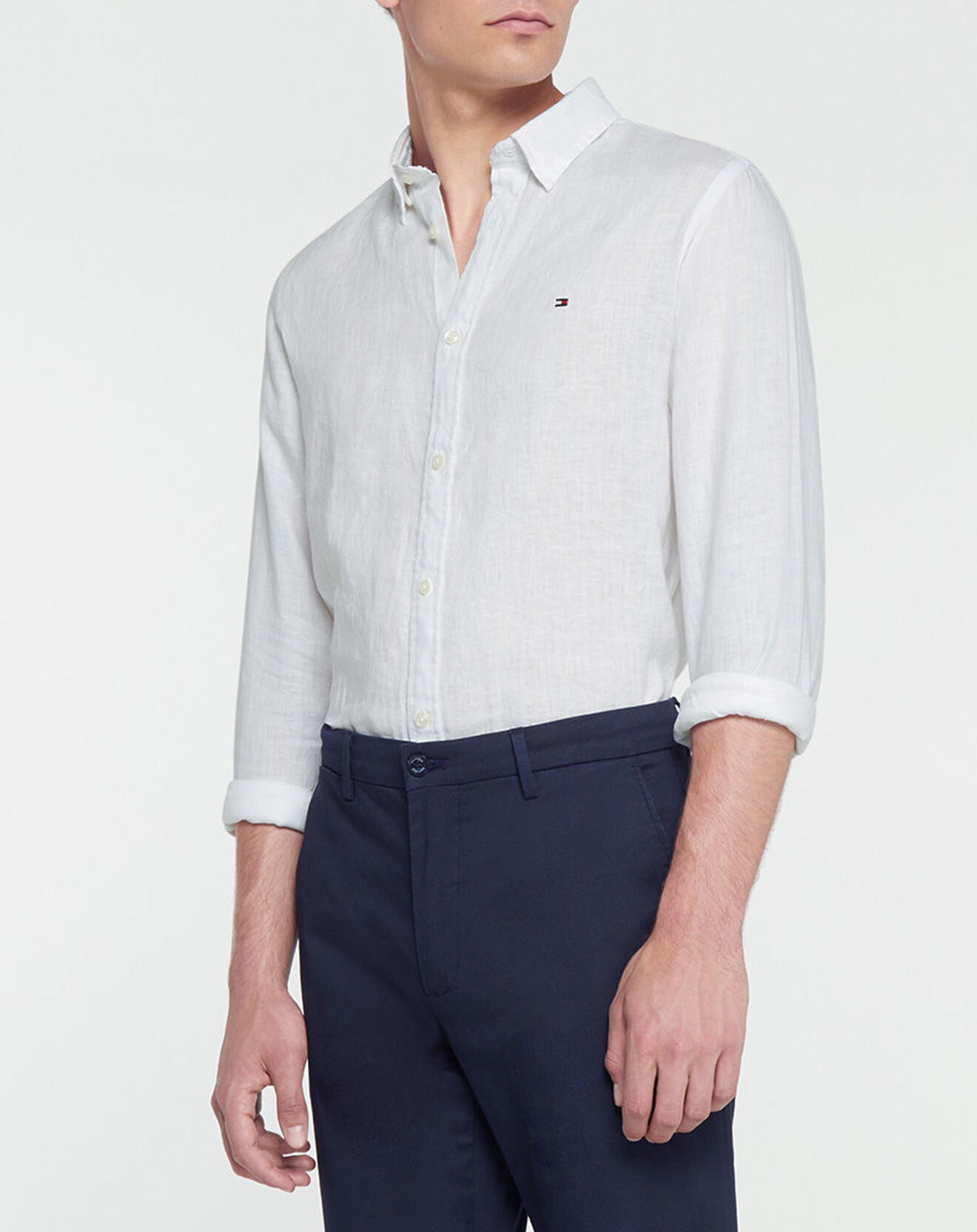 Tommy Hilfiger Chemise Slim 100% Lin blanche