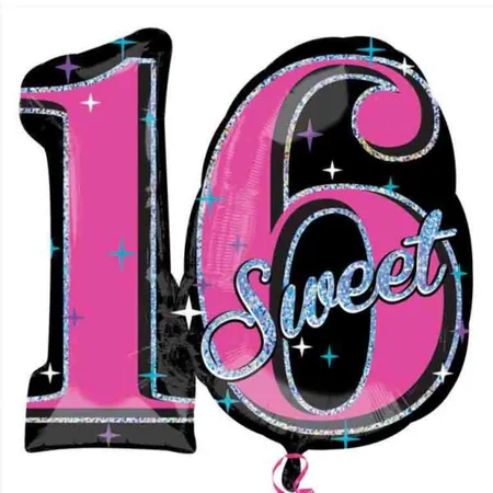 amscan Folienballon SuperShape Sweet 16 Sparkle 71 x 66 cm