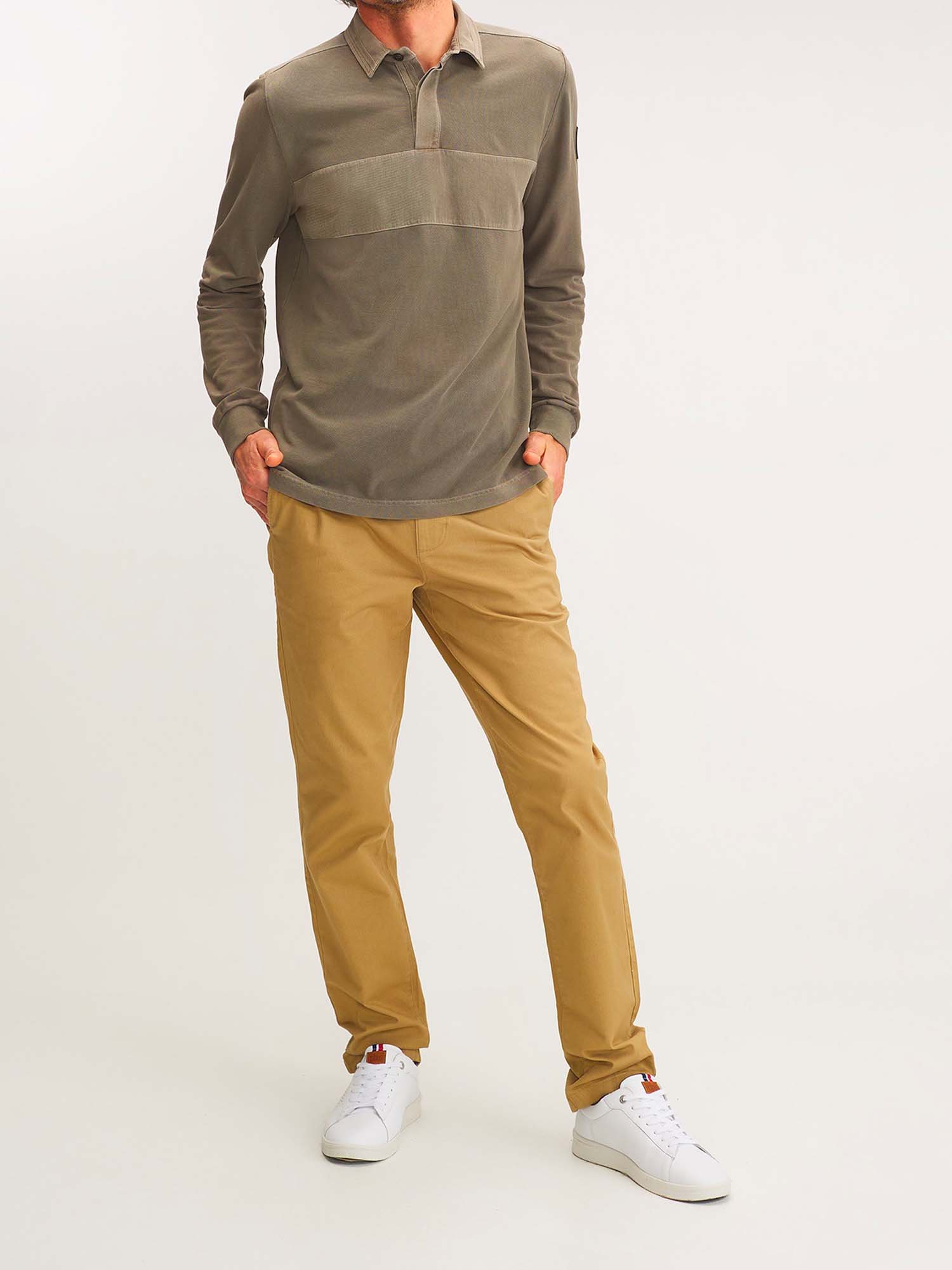 Polo Homme Manches Longues Kaki