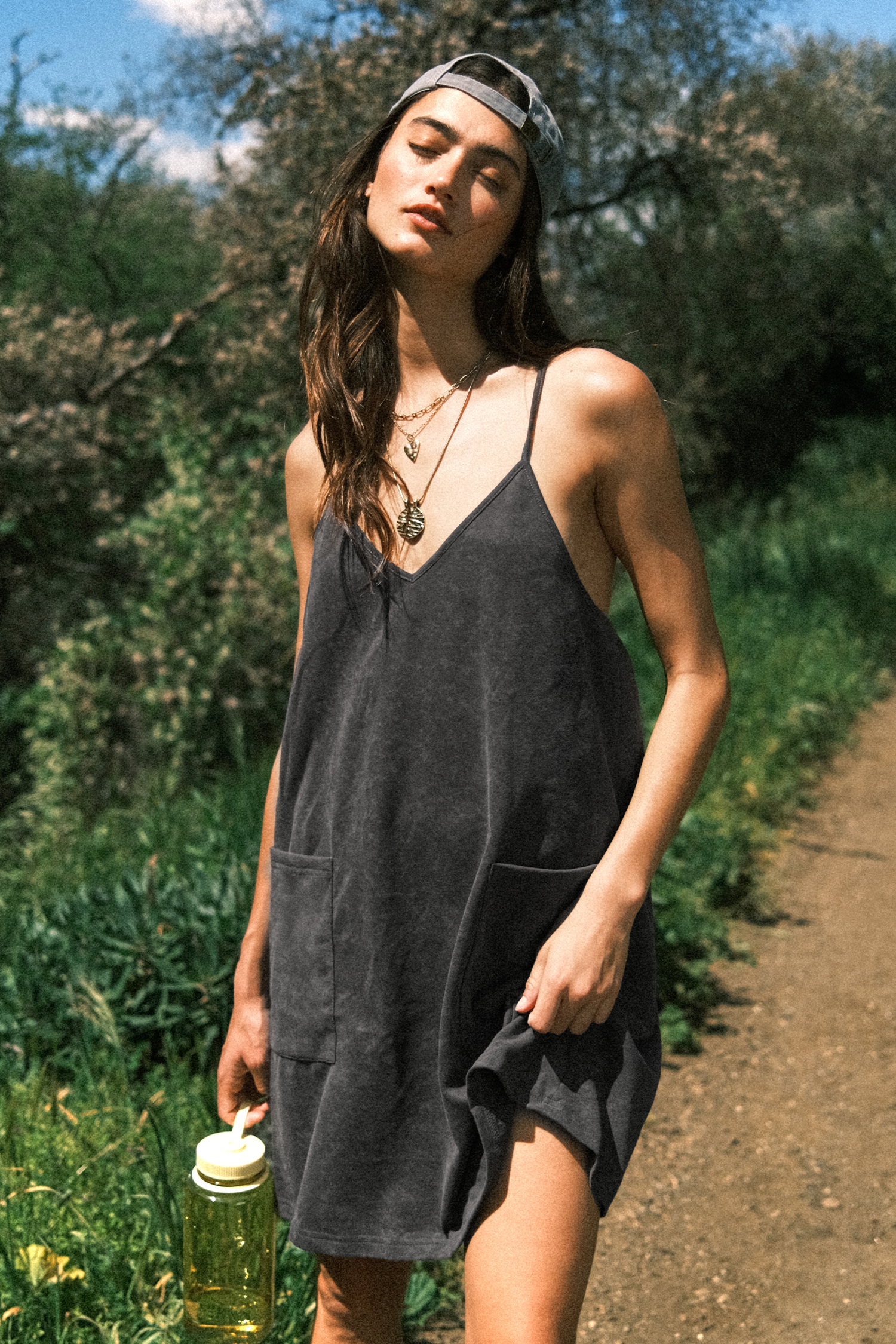 Robe mini à poches plaquées gris fumé