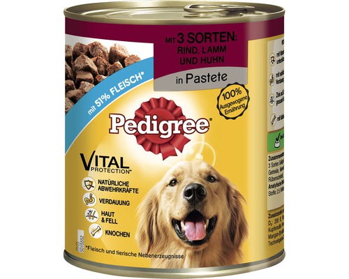 Pedigree Adult natvoer voor honden 3 x vlees 800g