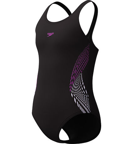Speedo Badeanzug - Placement Muscleback - Schwarz m. Lila