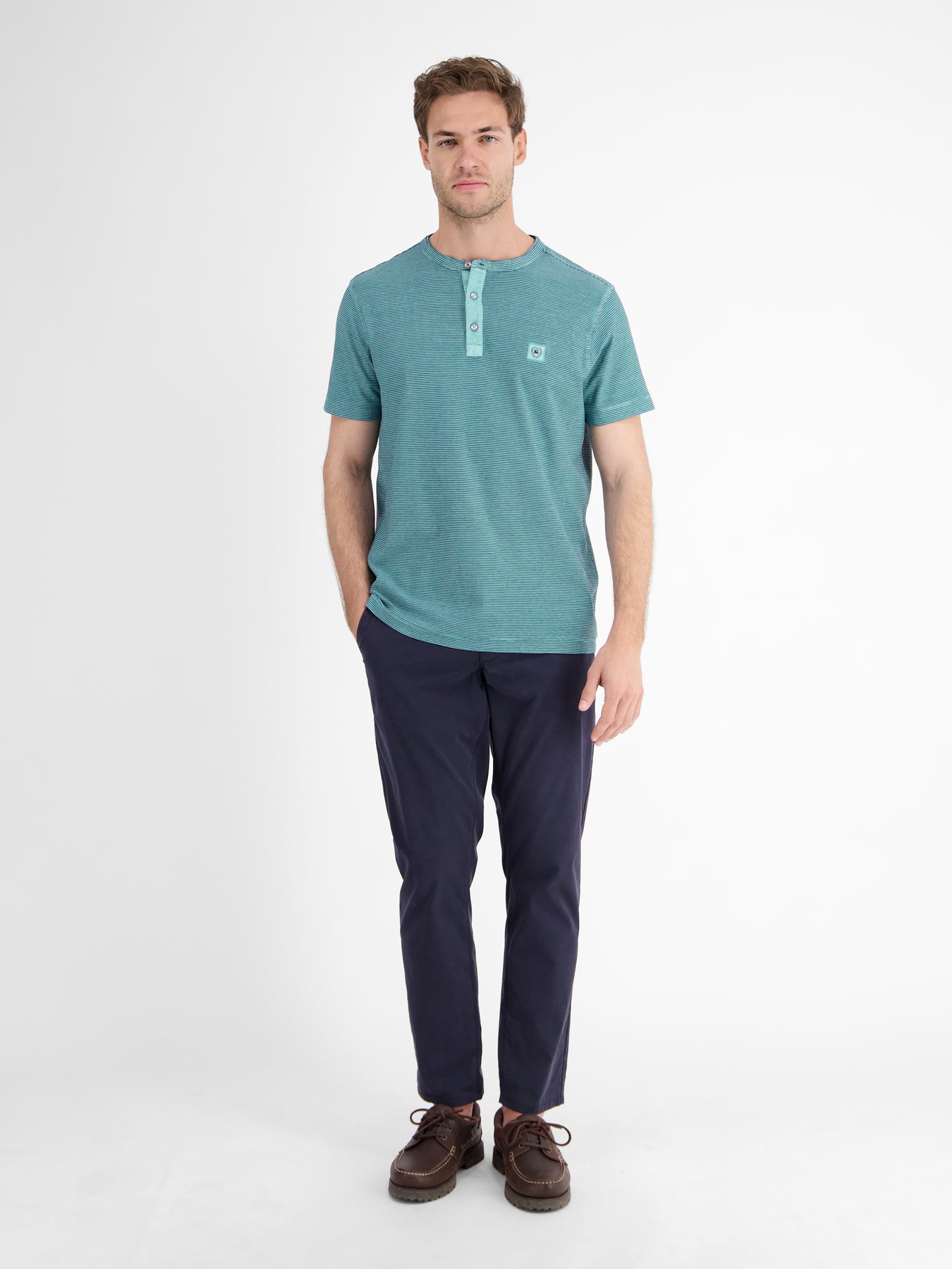 Gestreiftes Serafino-Shirt für Herren