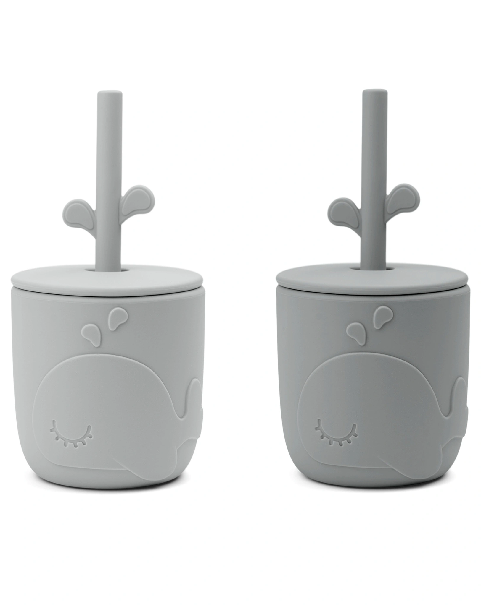 Strohhalmbecher PEEKABOO - WALLY 2er Pack in grau