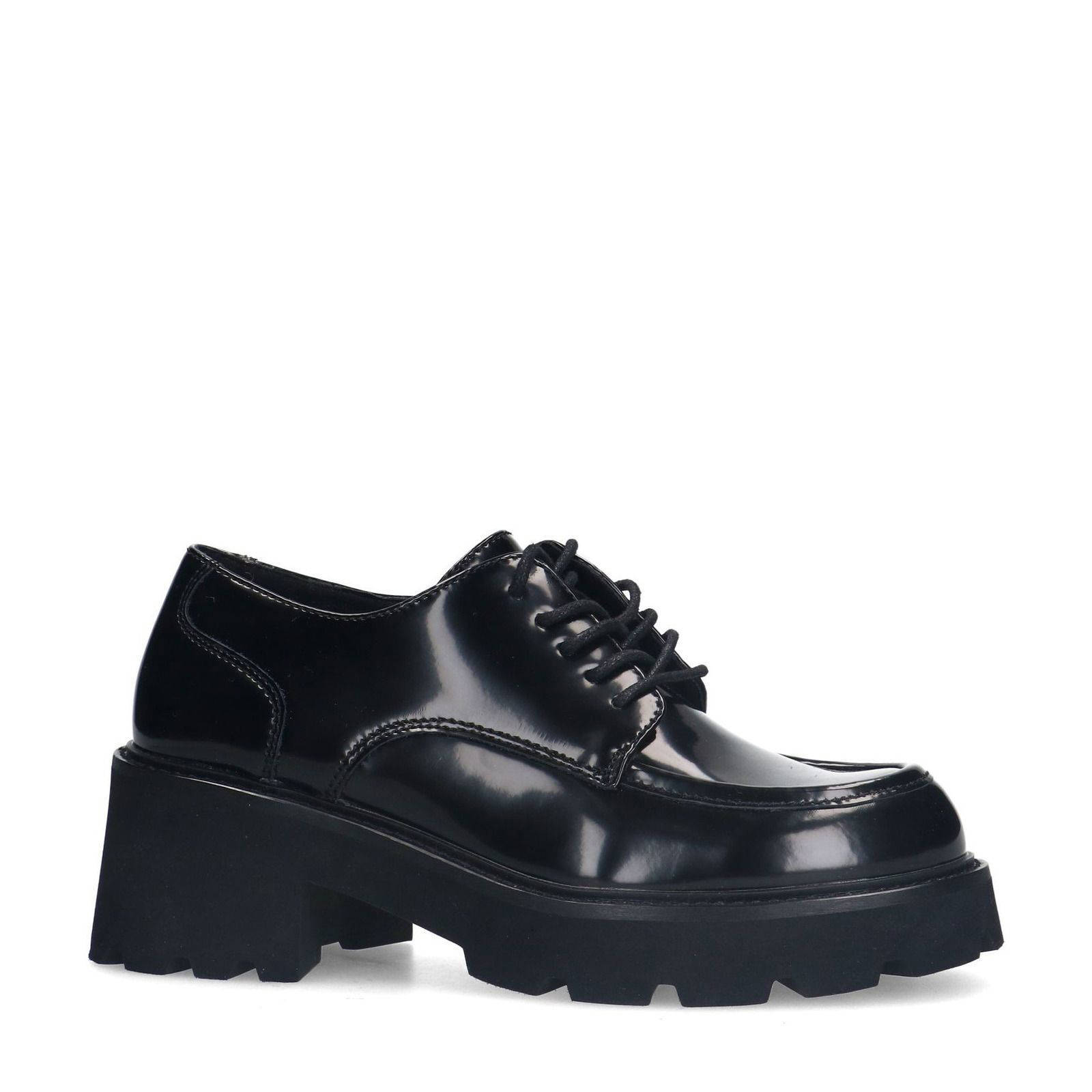 Sacha chunky leren veterschoenen zwart