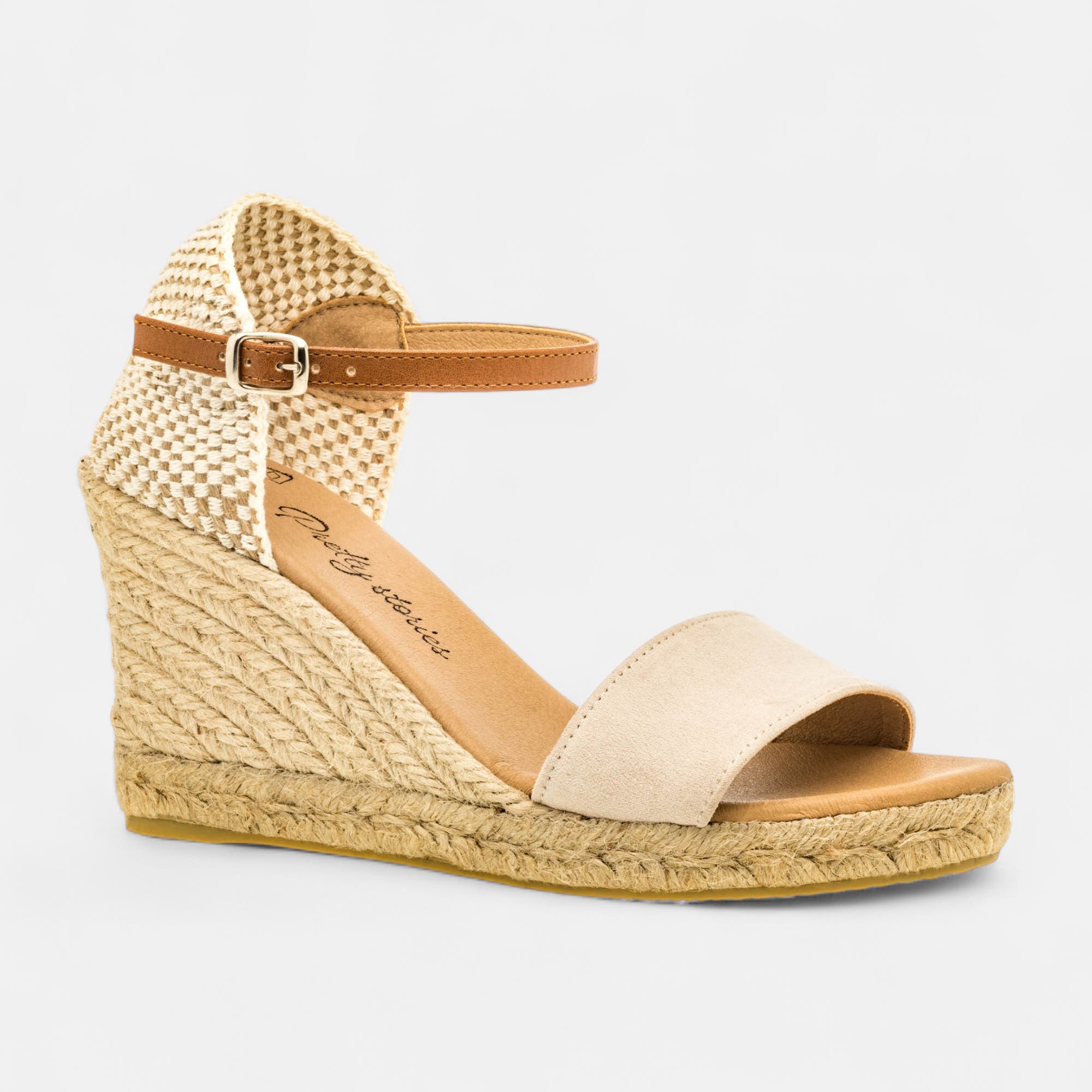 Espadrilles à talon compensé Femme beige