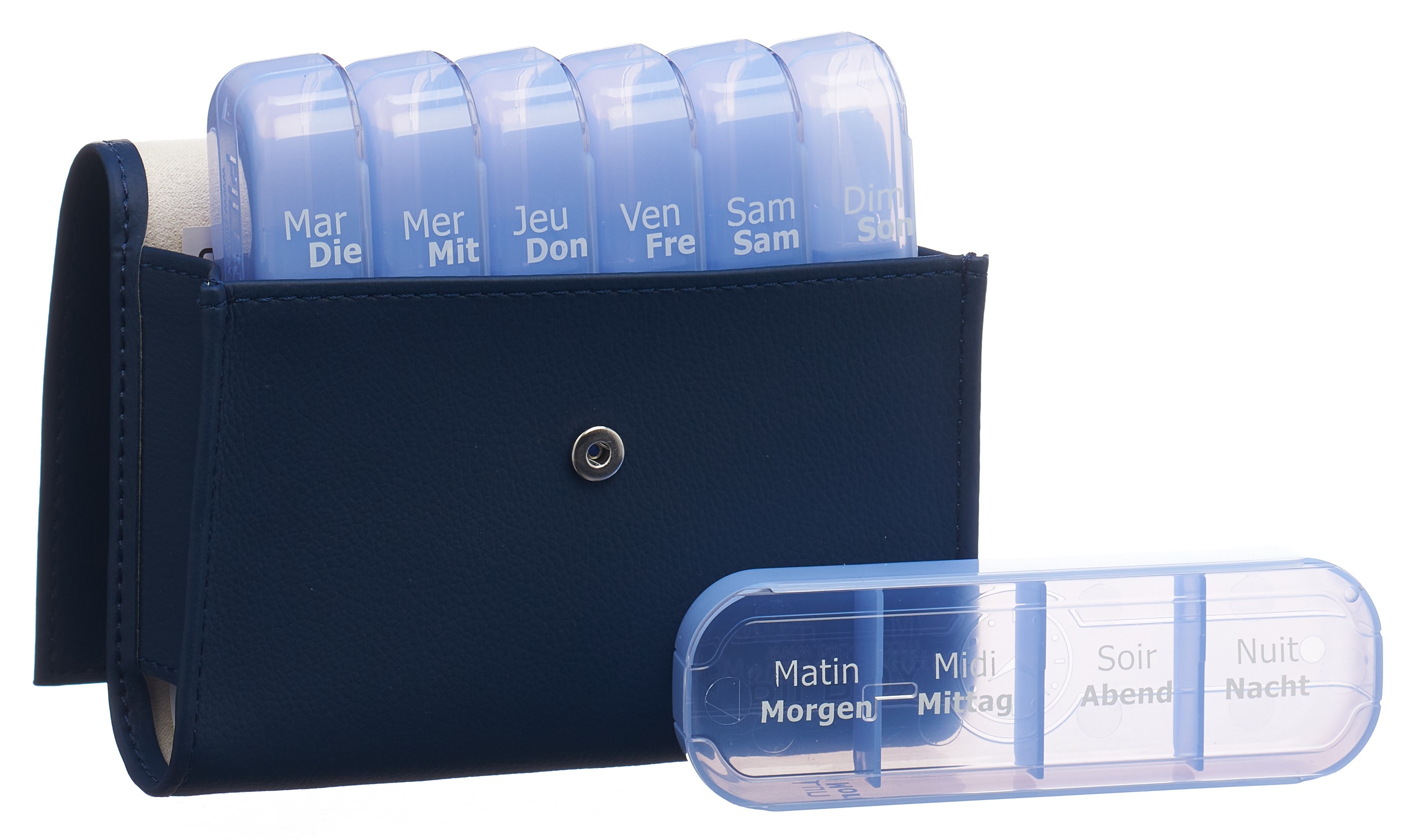 PILBOX Maxi Medikamentenspender<br>1 Stück, 7 Tage deutsch/französisch navy blue