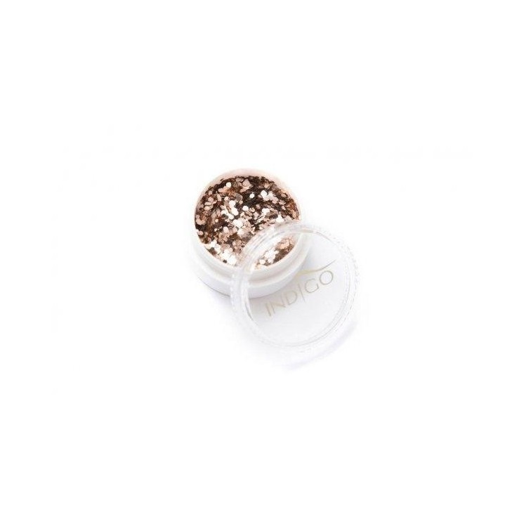 Indigo Decorations voor nagelstyling Hexagons Rose Gold 1, 5 g