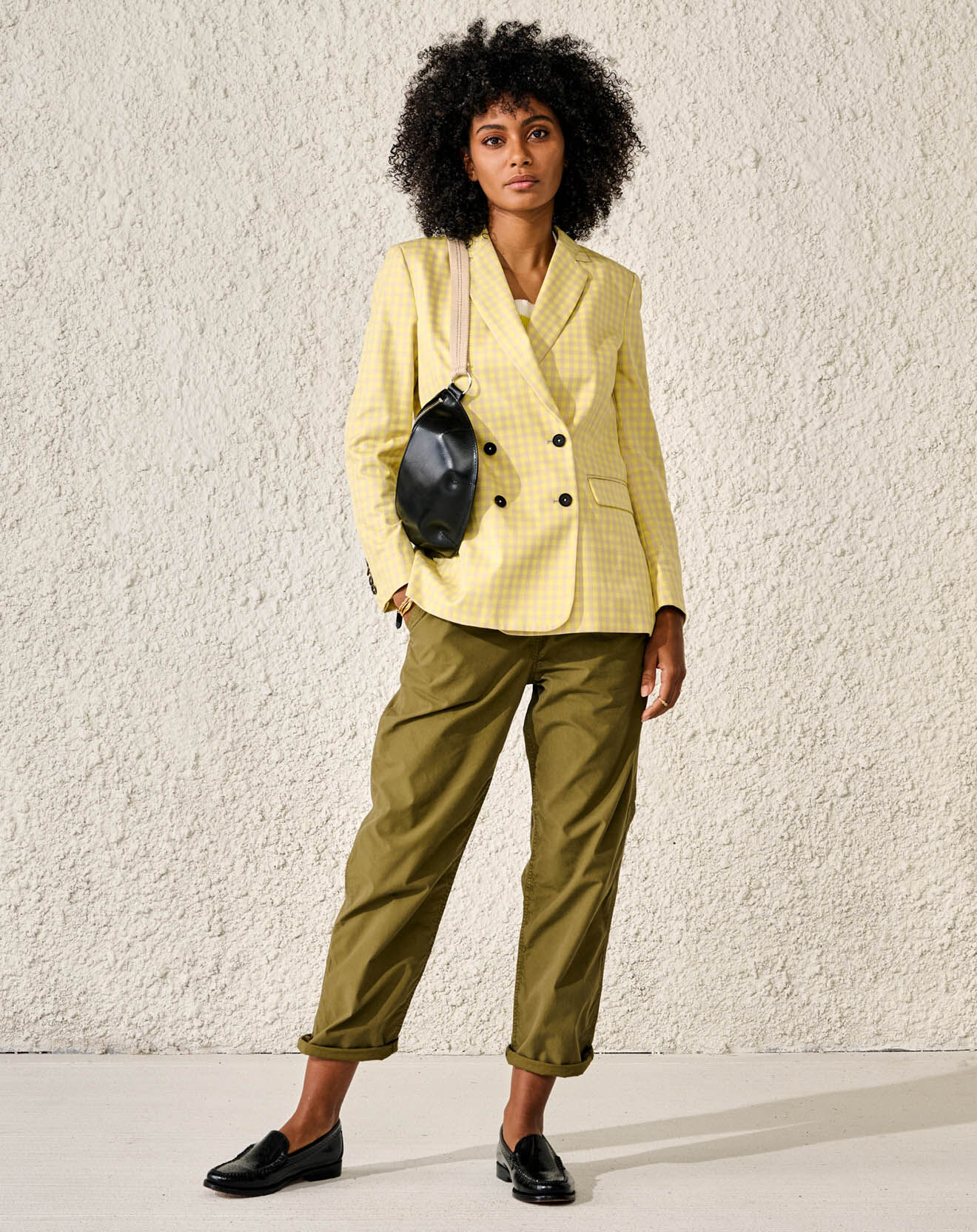 Bellerose Veste Blazer en Coton Vivien motif vichy jaune