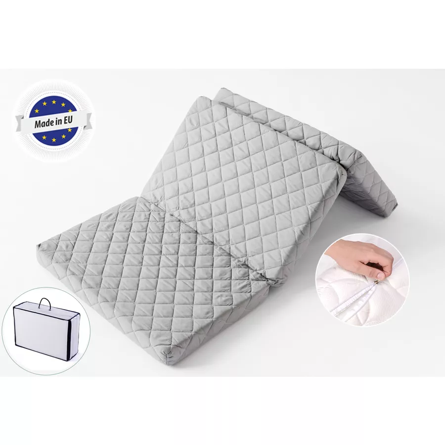 Kids Collective Klappmatratze Reisematratze 70x200, 7 cm hoch, Faltbare Matratze Gästebett grau