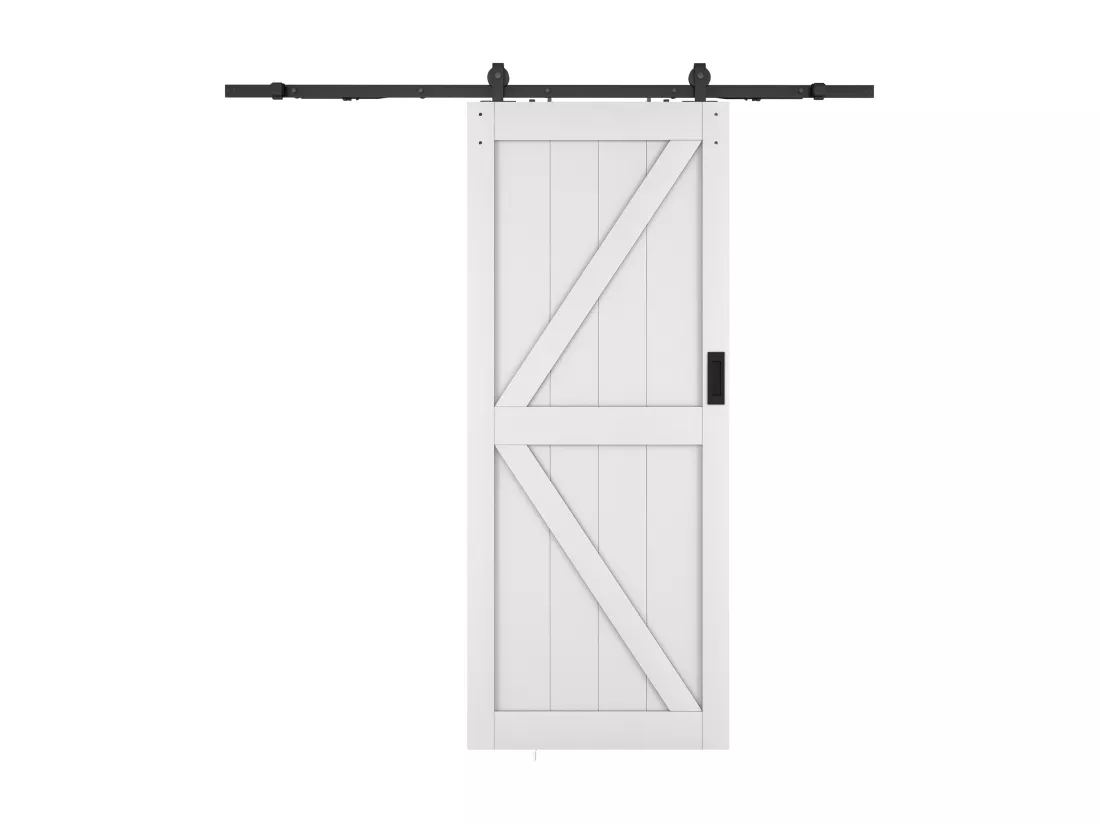 Porte coulissante avec système en applique - Bois et MDF - blanc - H205 x 93 cm - NEFARA
