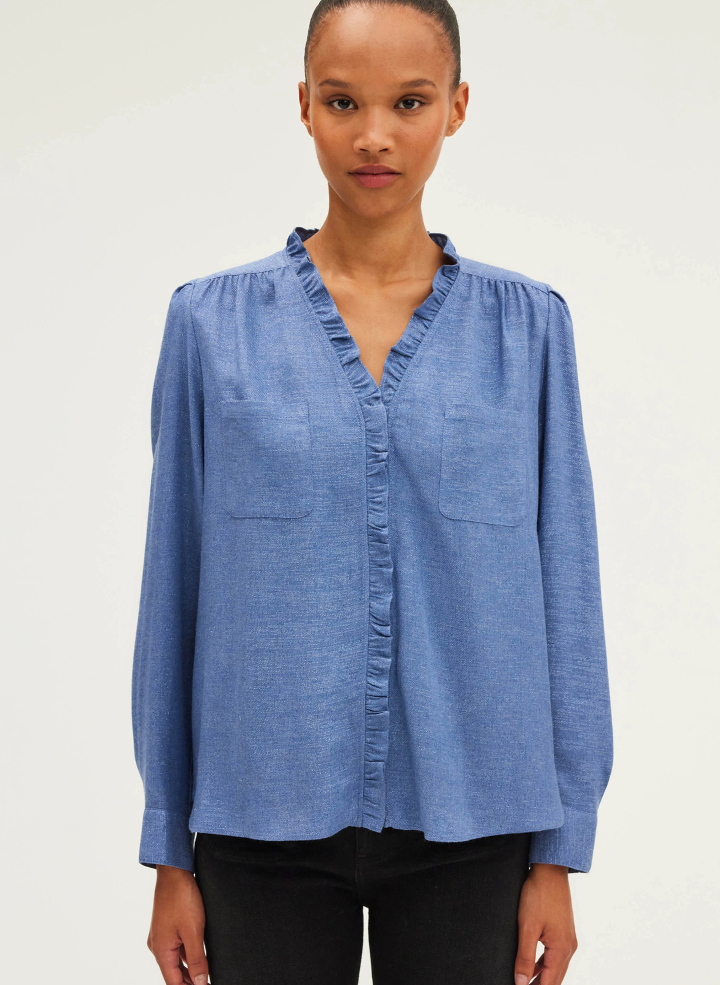 BINDY - Chemise ample à volants| Bleu