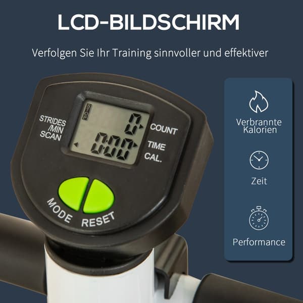 Stepper Fitness Swing Stepper med LCD-skjerm og håndtak Hjemmetrener for hjemmet opptil 100 kg Stål ABS Grønn 55 x 44 x 108 cm