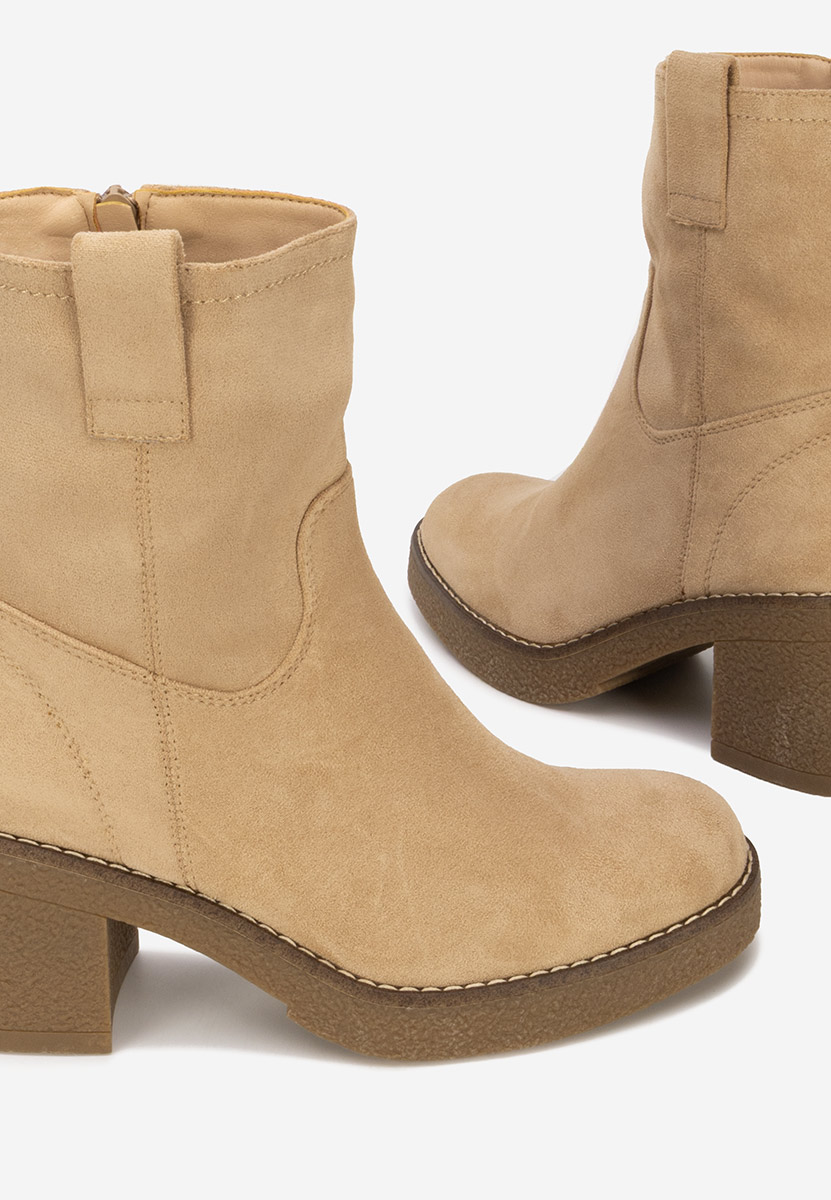 Bottines à talon beige Livona