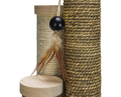 Krabmeubel ontworpen door Lotte: krabpaal Willa, 40 x 40 x 60 cm, voor katten tot 7 kg, gemaakt van sisal, jute, zeegras en hout.