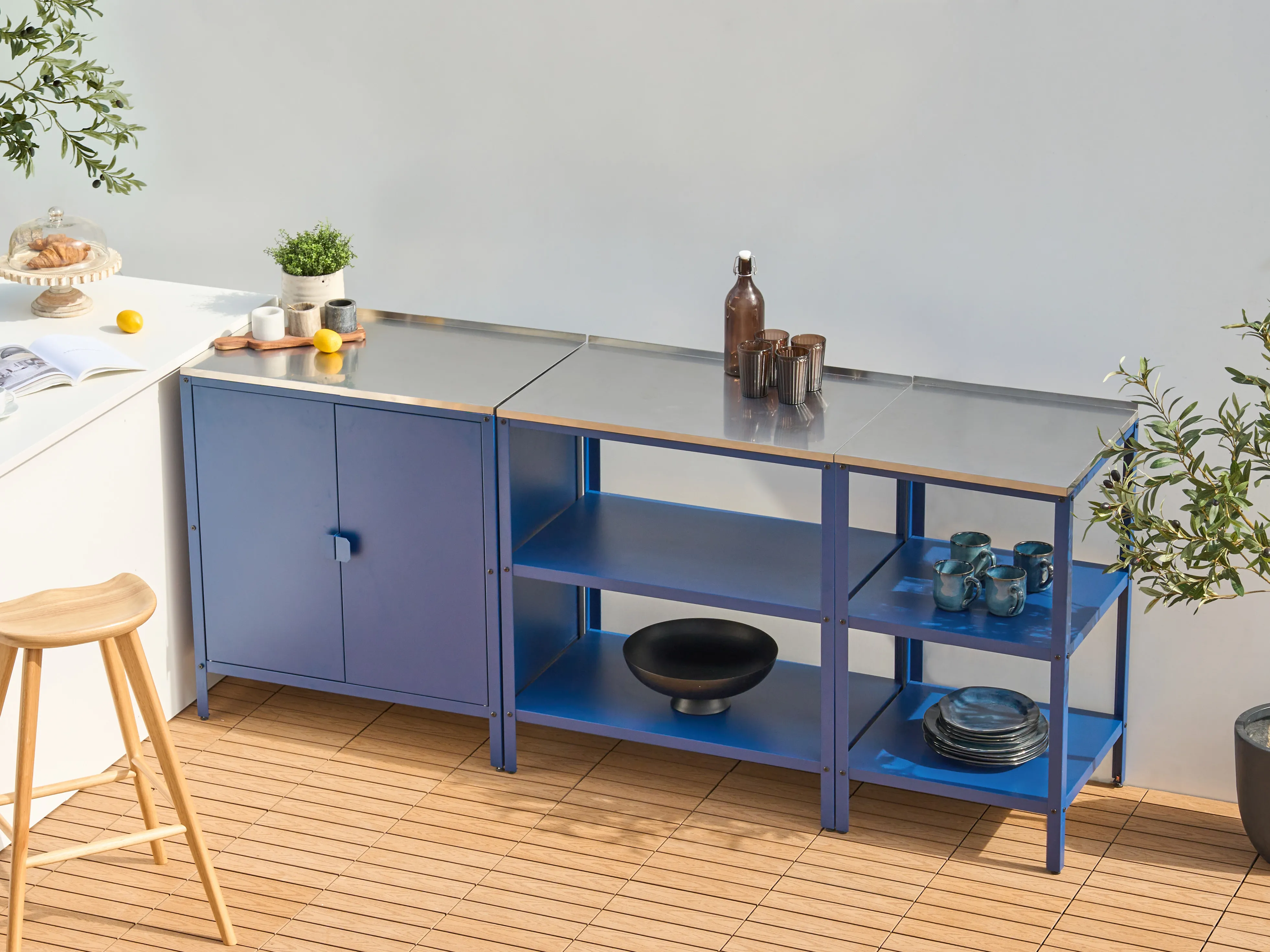 Tuin keukenset 3-delig VILAMA Metaal Blauw