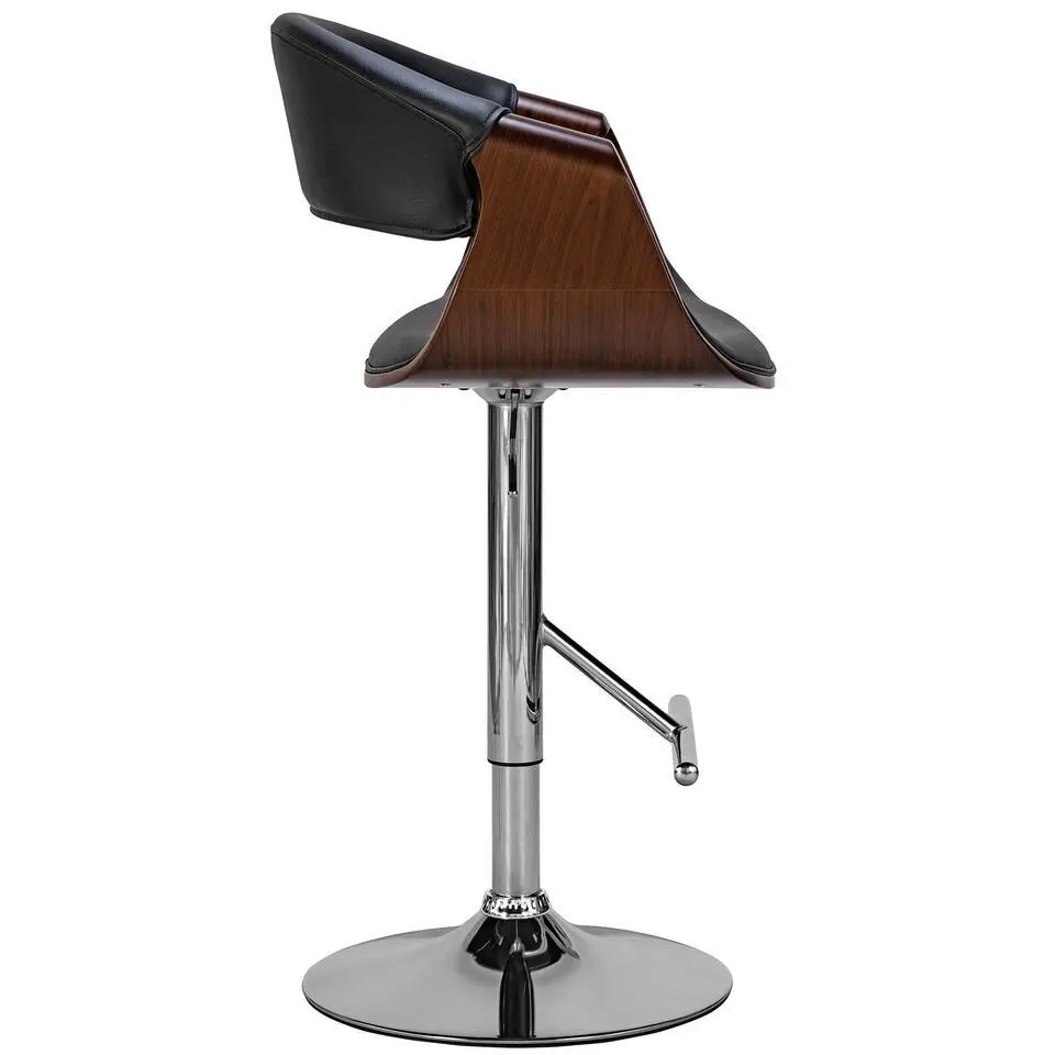CLP Barkruk Foley chroom Frame - Kunstleer - walnoot/zwart