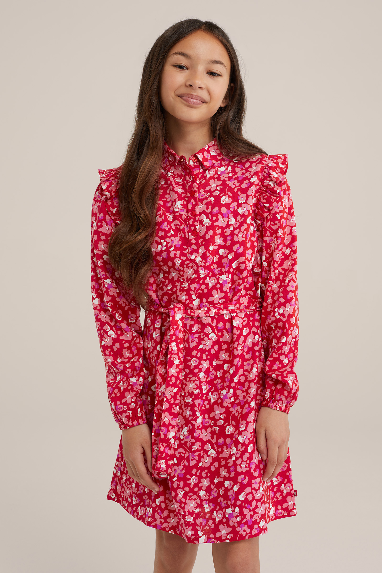 Meisjes jurk met dessin WE Fashion Felrood
