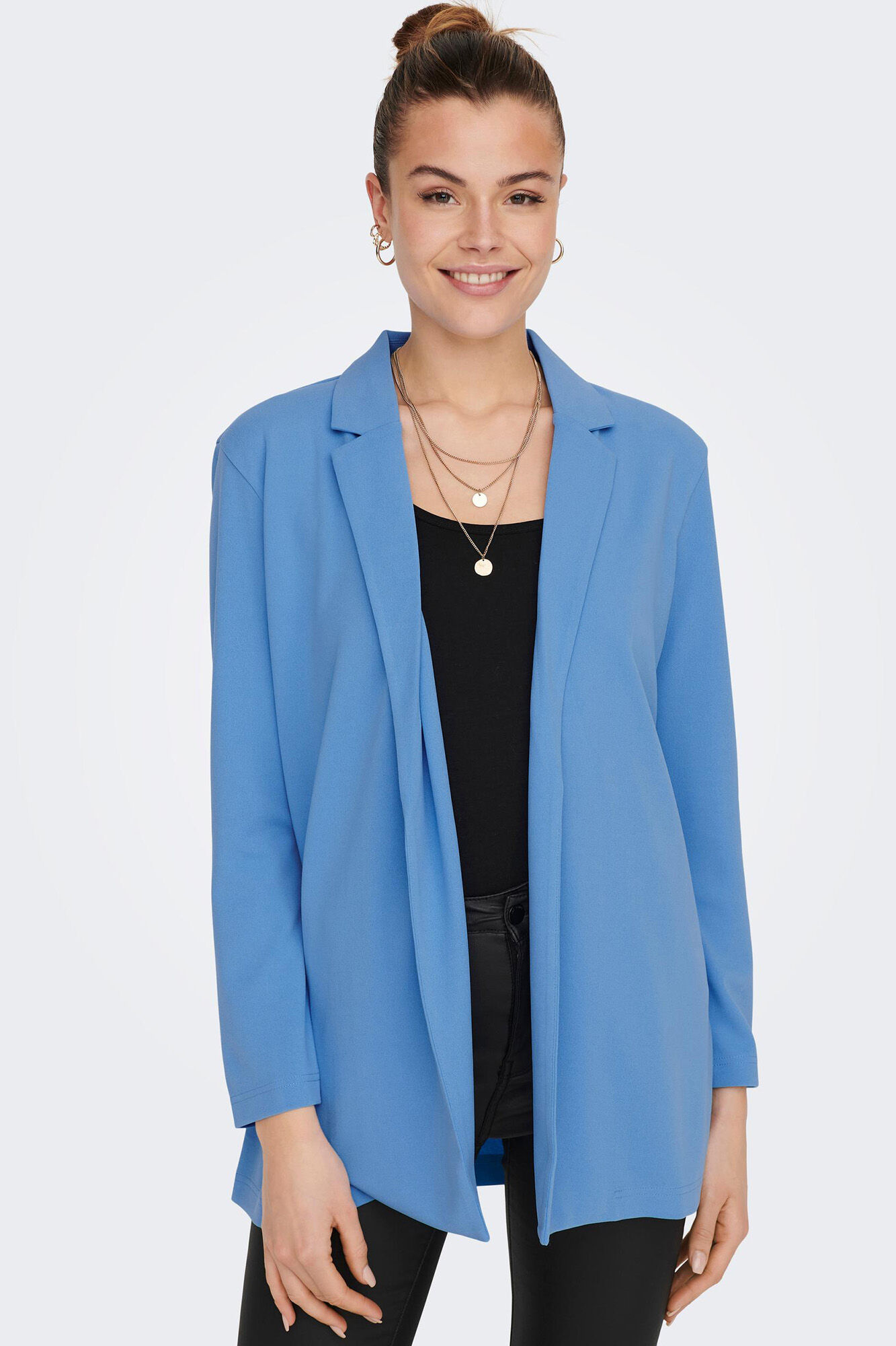 Blazer fluido com mangas compridas
