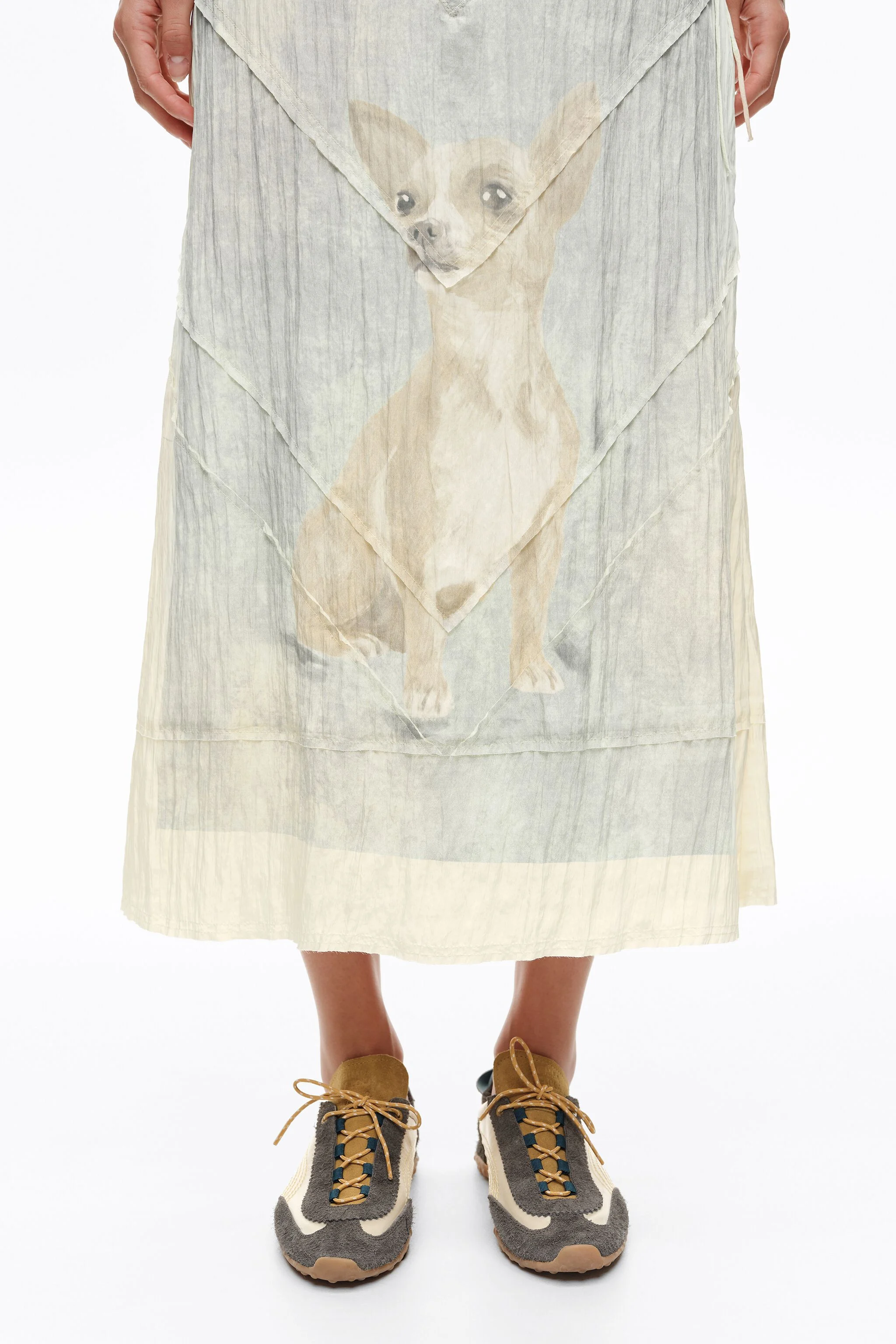 Saia evasê Camel Chihuahua