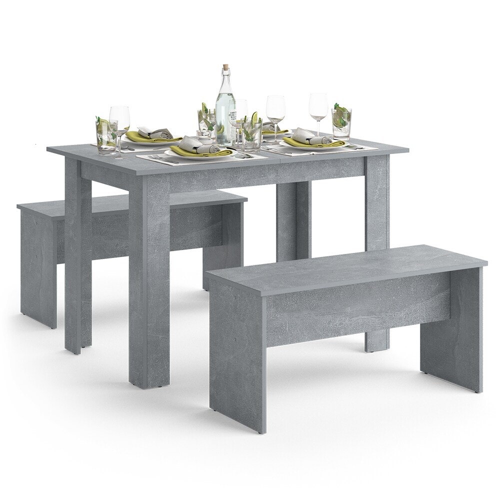 Vicco Tischgruppe Sitzgruppe Esszimmer Sentio Esstisch Sitzbank Beton 110 cm