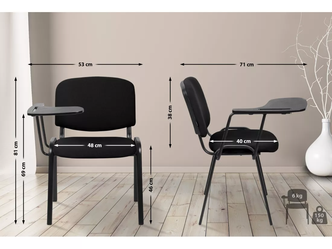 Chaise de conférence - Tissu - Noir - Ken XL