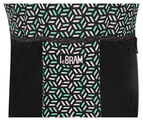 Maillot Manches Courtes LeBram Croix de Fer Noir Céleste Coupe Ajustée
