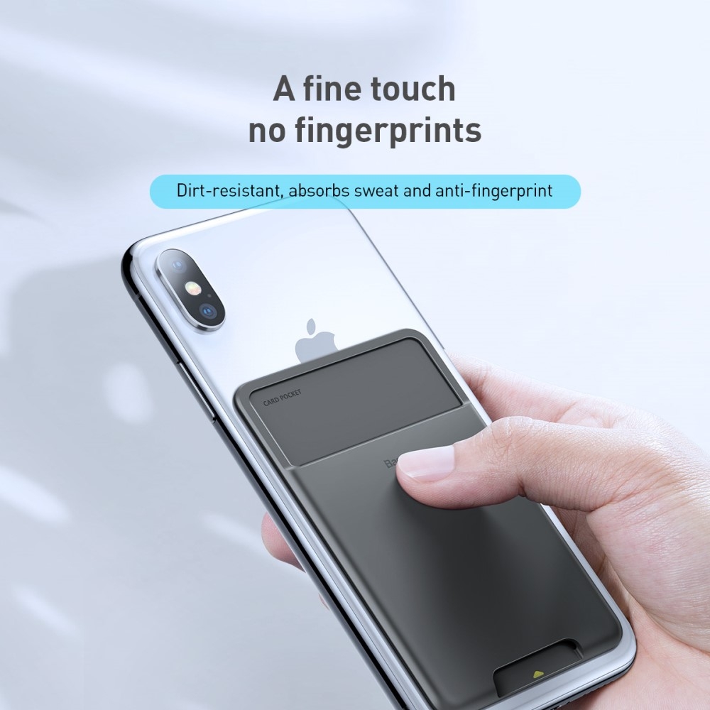 Universal Silikon TPU Pocket Stick-On Kartenfach mit Adhesive Klebe-Pad - Grau