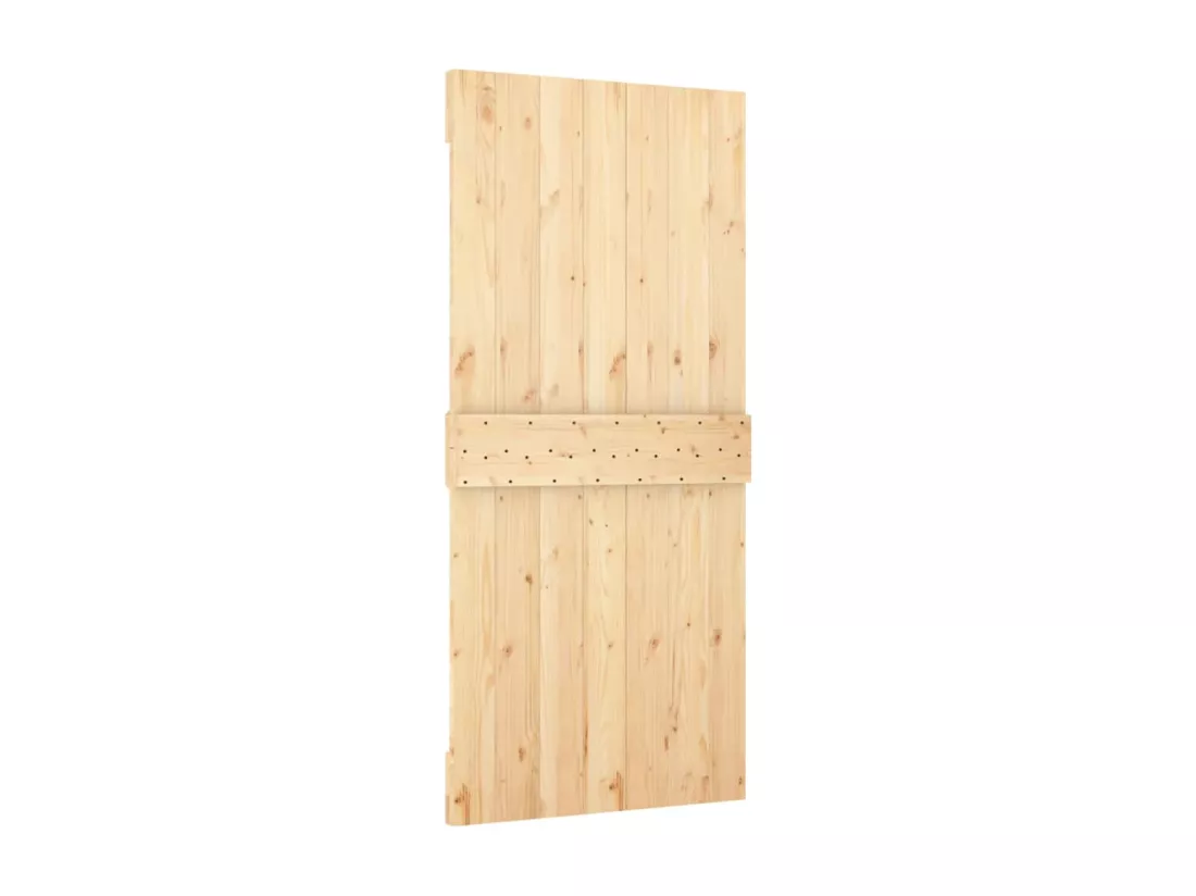 Porte coulissante et kit de quincaillerie 90x210 cm pin massif