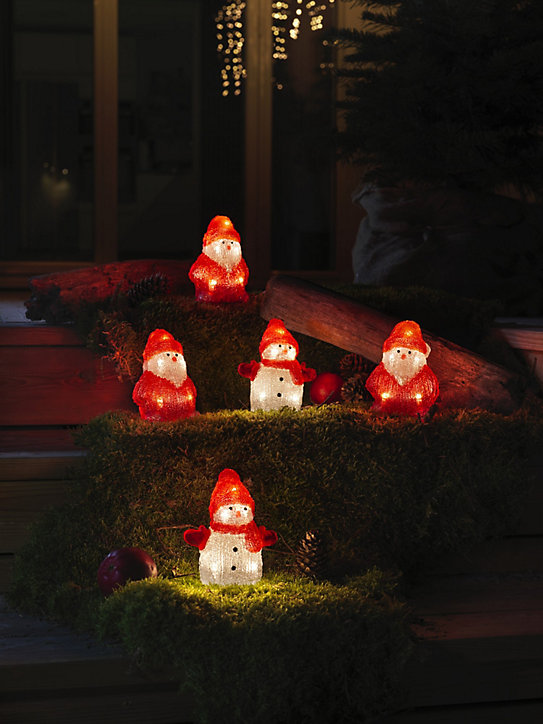 Bonhommes de neige et pères noel à LED blanc chaud cable blanc