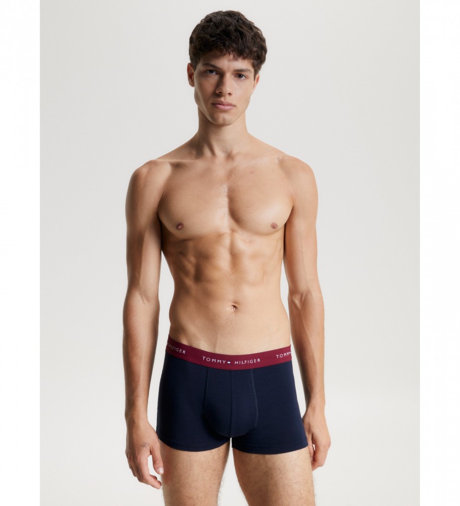 Conjunto de 3 cuecas boxer Tommy Hilfiger Essential com inscrição azul-marinho