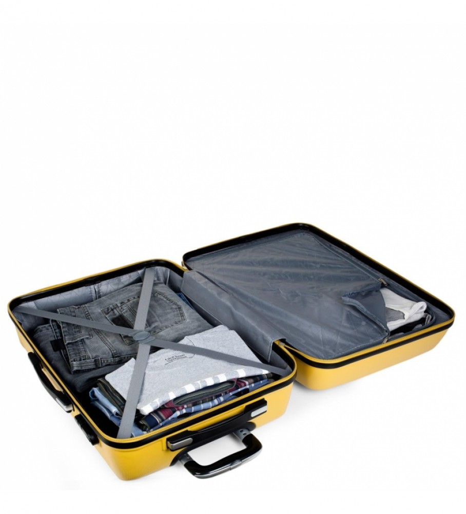 Mala de viagem rígida ITACA com 4 rodas T71660 Mostarda - 61x44x26cm -